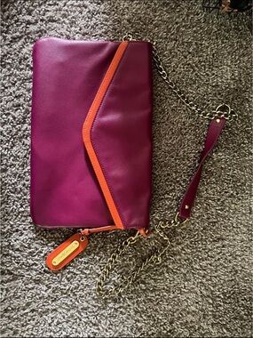 Cynthia Rowley Plum Crossbody with Orange Trim & Gold Chain